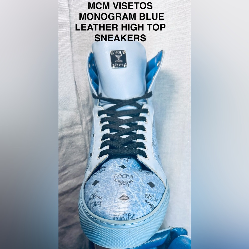 MCM visetos blue Leather high top Iconic sneakers | GC | No Box - Picture 2 of 15